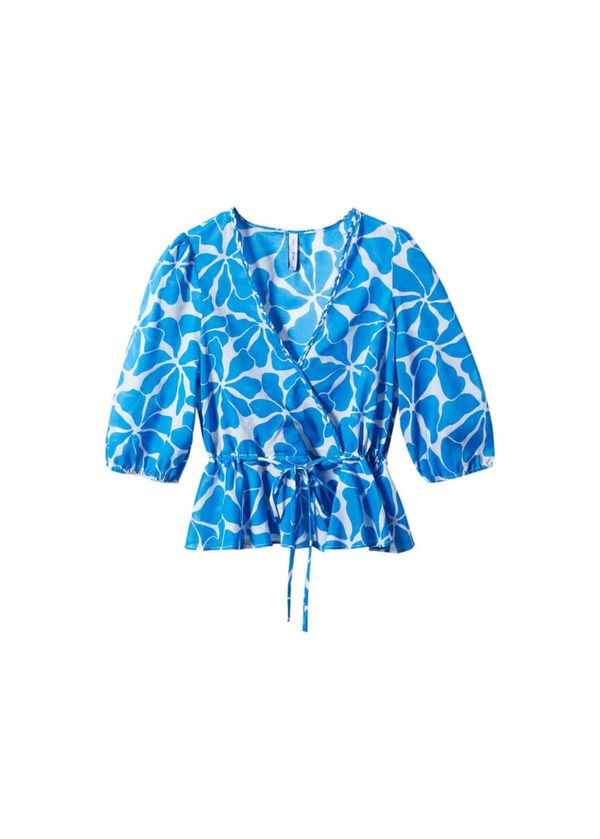 MANGO MANGO Блуза 'Salinas'  синьо / бяло