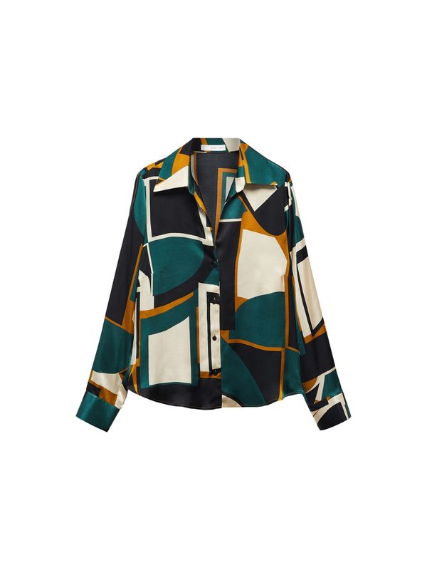 MANGO MANGO Блуза 'SEVILLA'  бежово / смарагдово зелено / оранжево / черно