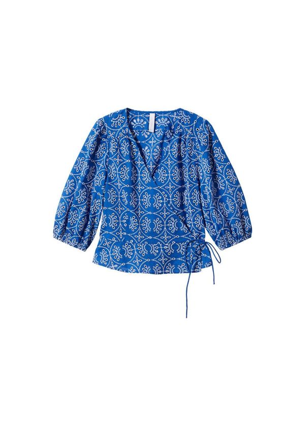 MANGO MANGO Блуза 'Zafi'  синьо / бяло