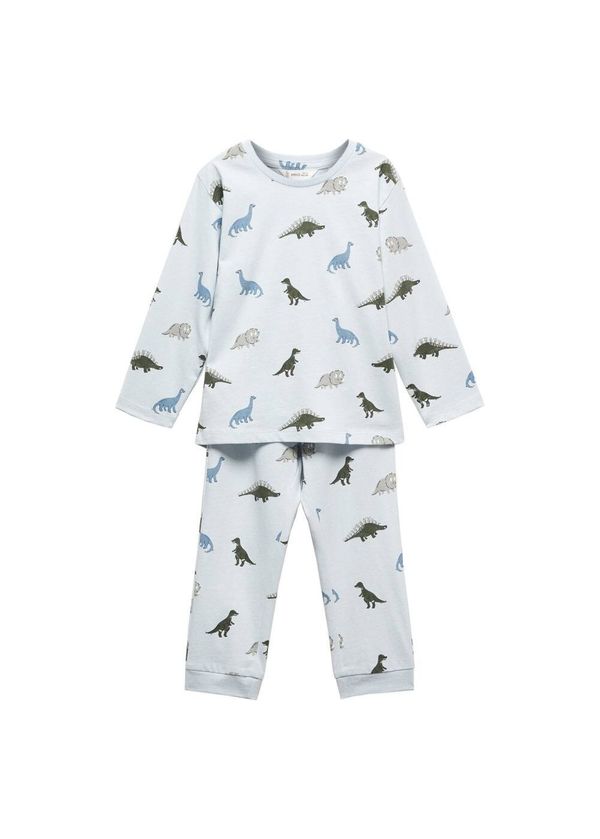 MANGO KIDS MANGO KIDS Комплект пижама 'Aopdinos'  пастелно синьо / кафяво / сиво / черно