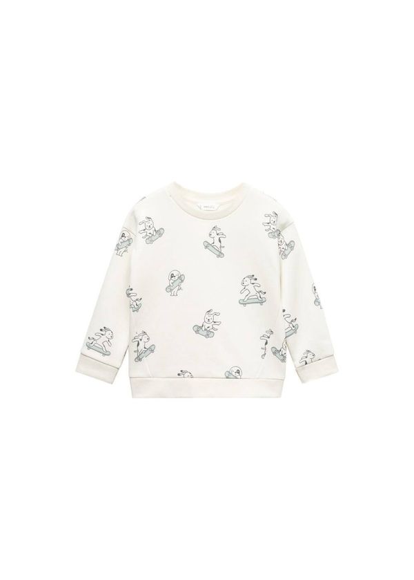 MANGO KIDS MANGO KIDS Суичър 'Aopskate'  сиво / черно / бяло / бял меланж