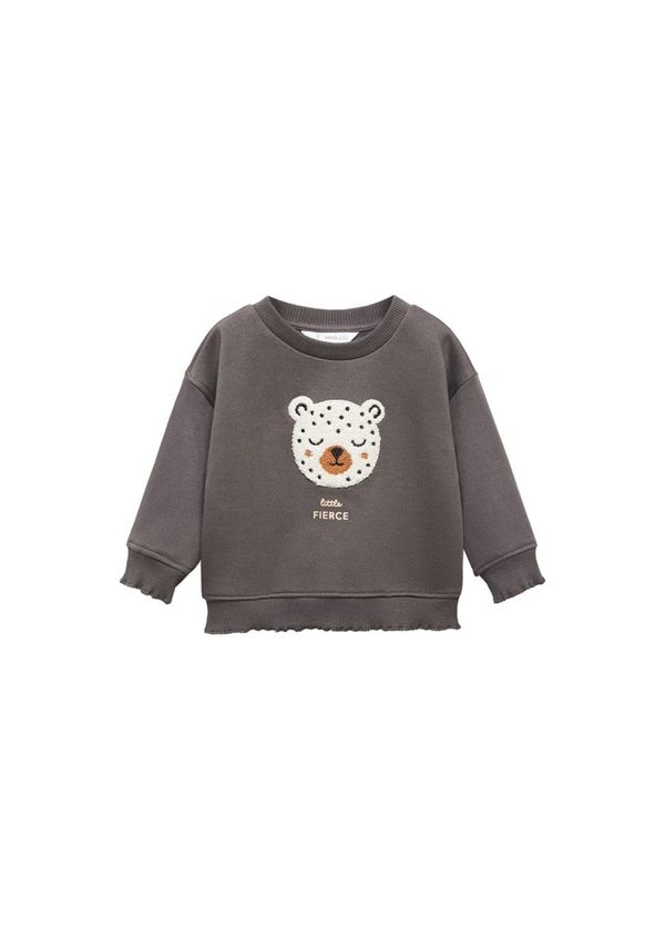 MANGO KIDS MANGO KIDS Суичър 'Fierce'  кафяво / антрацитно черно / черно / бяло