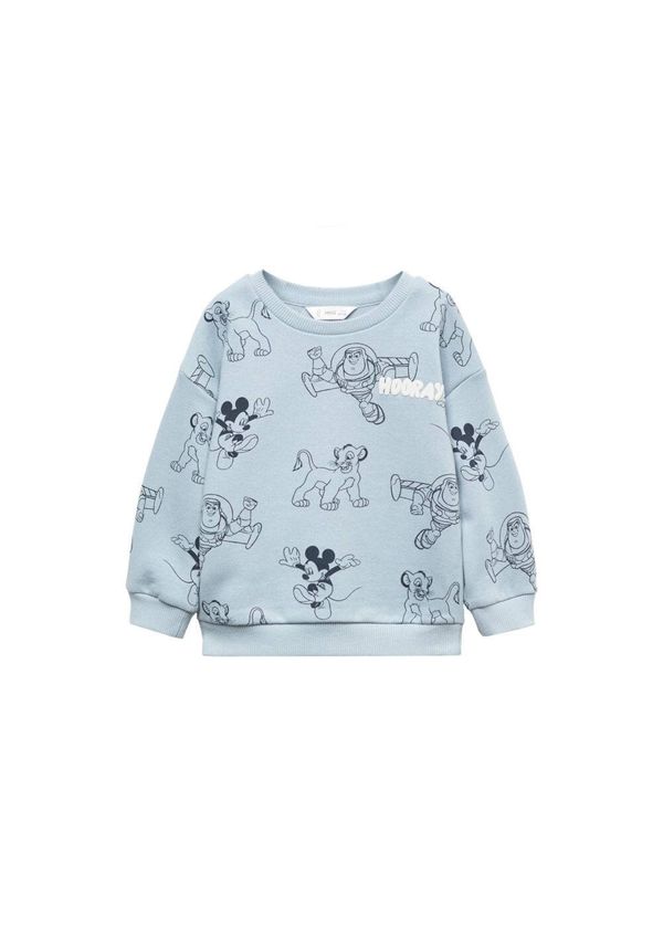 MANGO KIDS MANGO KIDS Суичър 'Hoorray'  пастелно синьо / черно / бяло