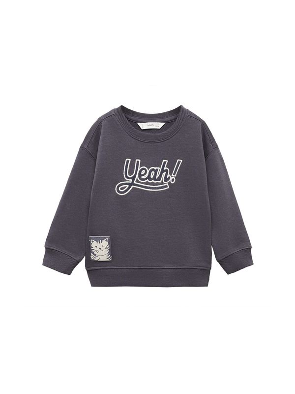 MANGO KIDS MANGO KIDS Суичър 'Yeah'  антрацитно черно / бяло