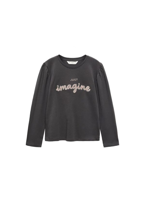 MANGO KIDS MANGO KIDS Топ 'Imagine'  антрацитно черно / светлорозово / бяло