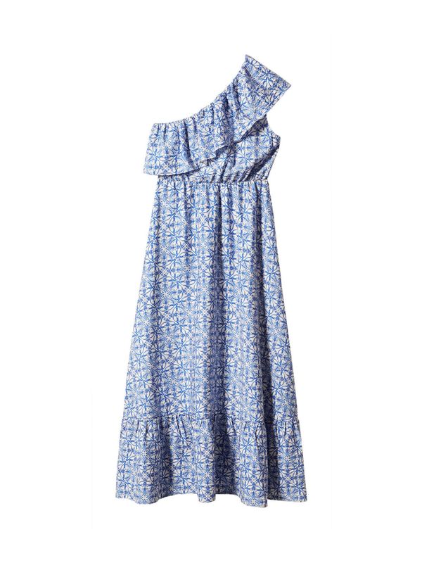 MANGO MANGO Лятна рокля 'Linaje'  небесносиньо / бяло