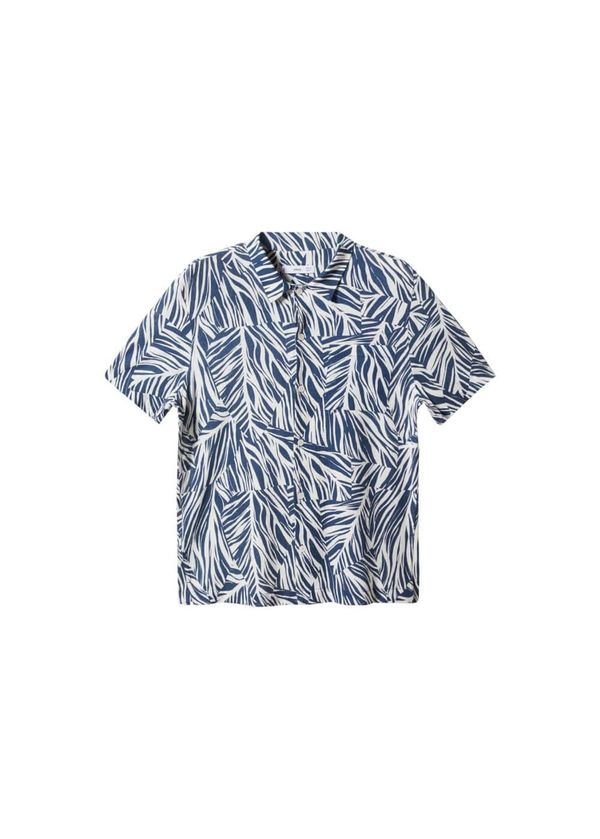 MANGO MAN MANGO MAN Риза 'Hojas'  нейви синьо / бяло