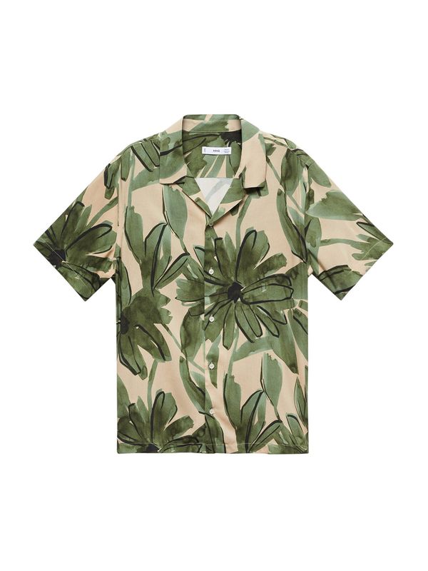 MANGO MAN MANGO MAN Риза 'Mauiv'  цвят "пясък" / зелено / черно