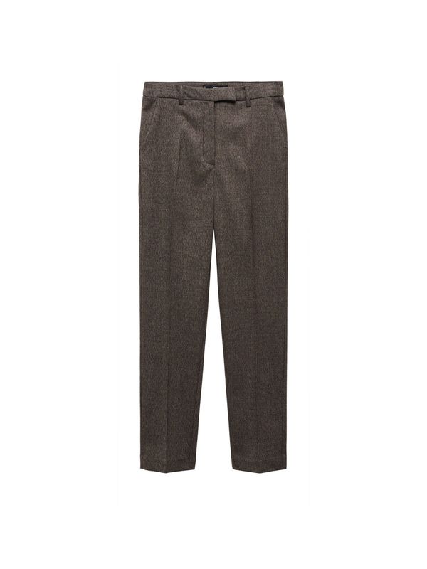 MANGO MANGO Панталон с ръб  тъмнокафяво / таупе сиво