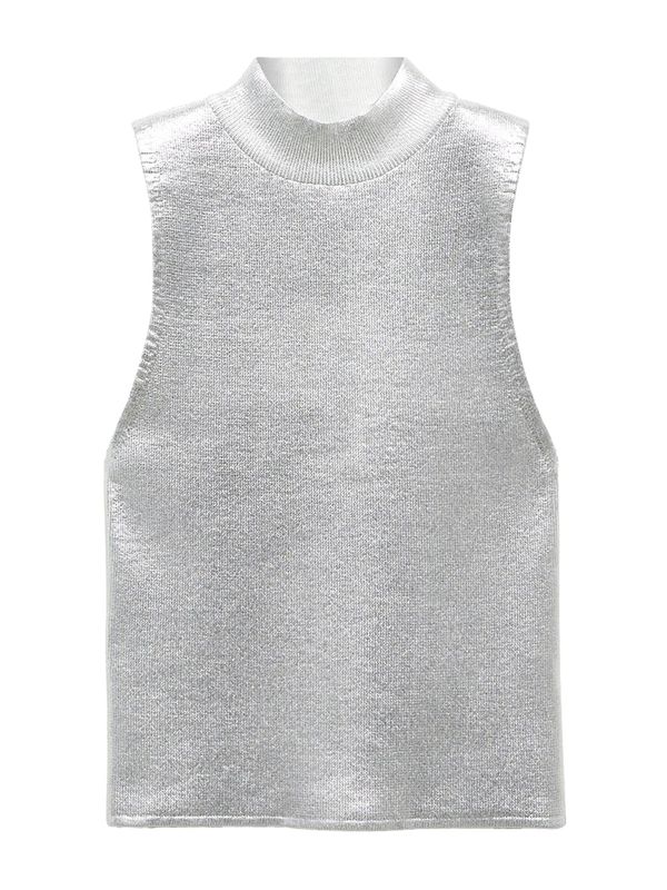 MANGO MANGO Плетен топ 'ALIEN'  сребърно