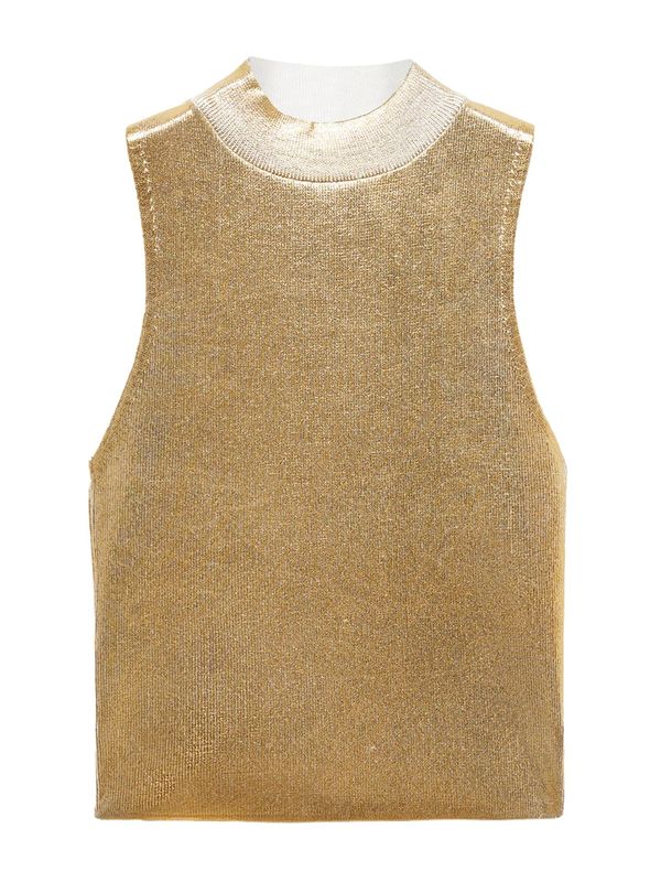 MANGO MANGO Плетен топ 'ALIEN'  злато