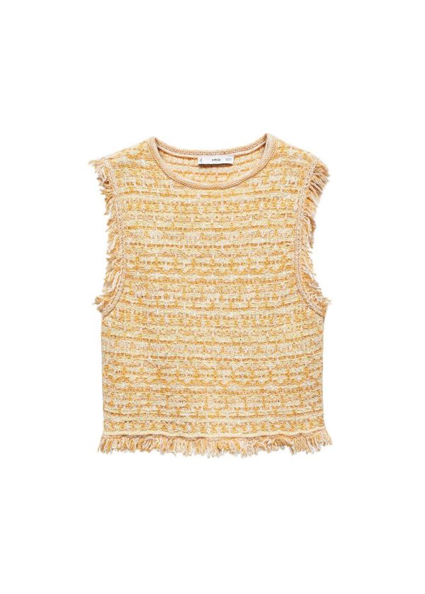 MANGO MANGO Плетен топ 'Papallon'  кремаво / златистожълто / светложълто