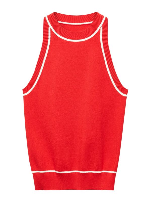 MANGO MANGO Плетен топ 'PIPING'  червено / бяло