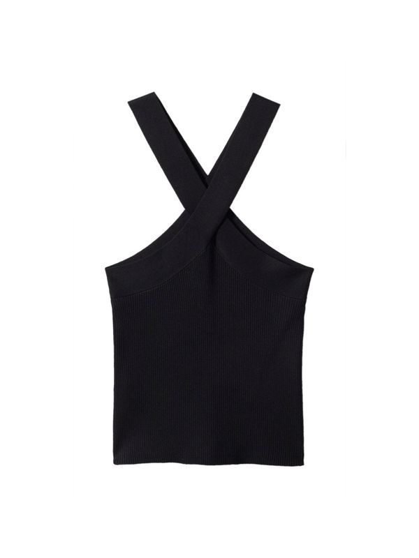 MANGO MANGO Плетен топ 'REPLIK'  черно