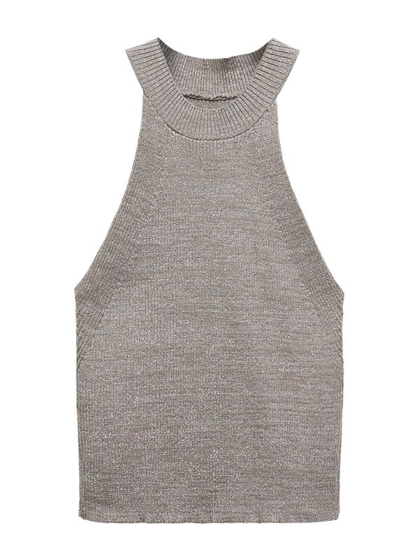 MANGO MANGO Плетен топ 'SENSU'  сребърно