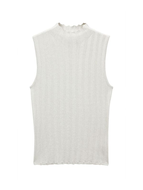 MANGO MANGO Плетен топ 'URANIO'  сребърно