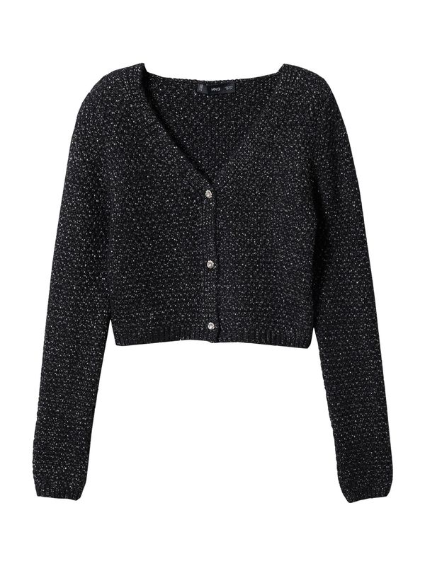 MANGO MANGO Плетена жилетка 'FINI'  черно / бяло