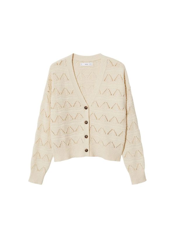 MANGO MANGO Плетена жилетка 'Luna'  екрю