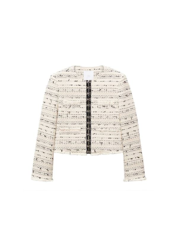 MANGO MANGO Плетена жилетка 'Modena'  кремаво / черно