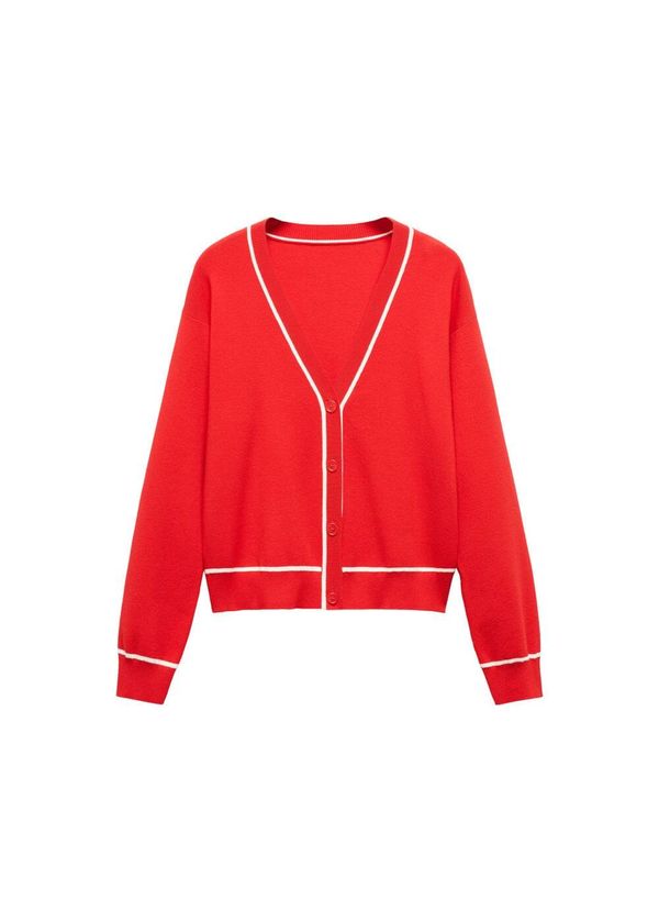 MANGO MANGO Плетена жилетка 'Piping'  червено / бяло