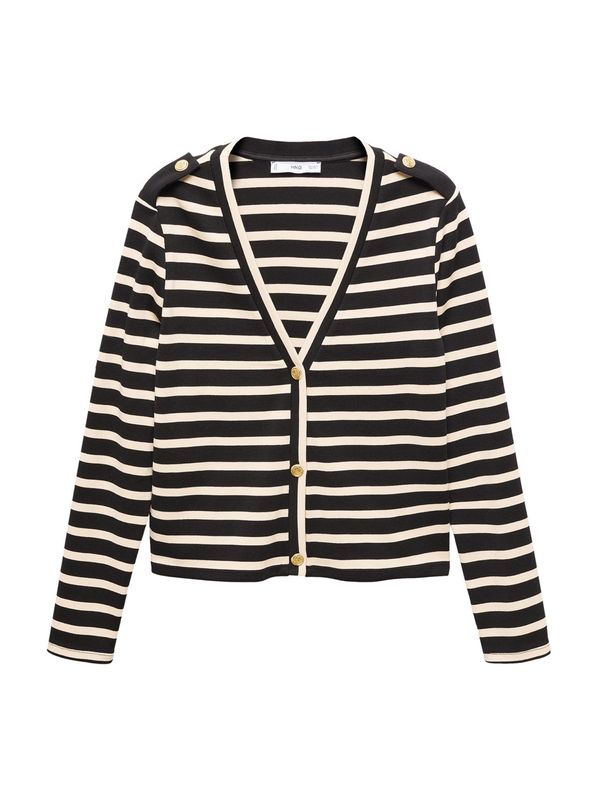 MANGO MANGO Плетена жилетка 'PORTA'  черно / бяло