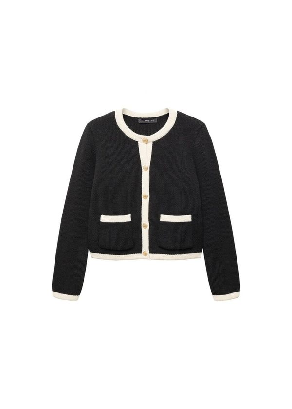 MANGO MANGO Плетена жилетка 'Posh'  черно / бяло