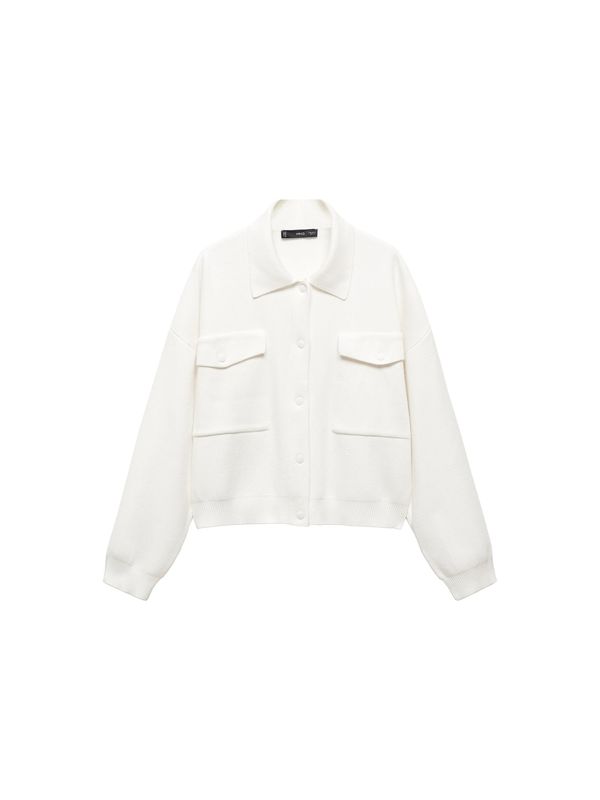 MANGO MANGO Плетена жилетка 'Quinn'  бяло