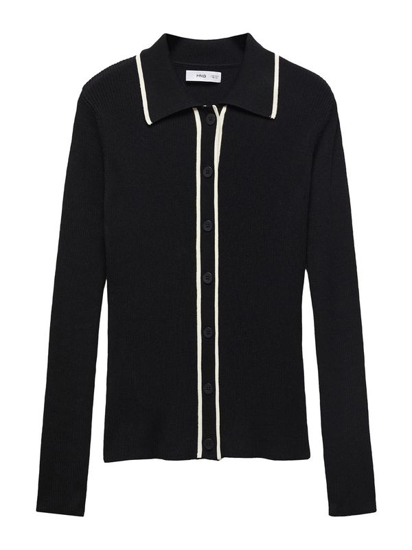 MANGO MANGO Плетена жилетка 'SHADOWIN'  черно / бяло