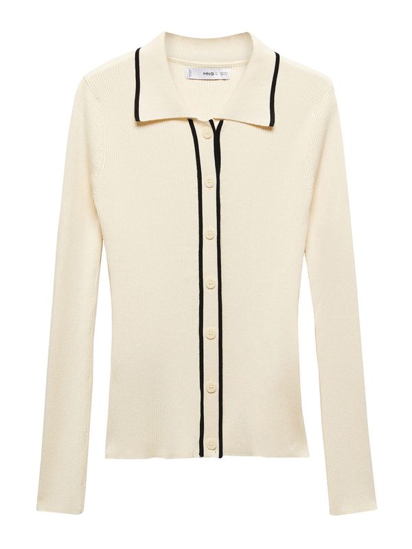 MANGO MANGO Плетена жилетка 'SHADOWIN'  светлобежово / черно