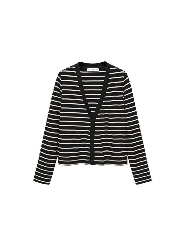 MANGO MANGO Плетена жилетка 'TULSA'  черно / бяло