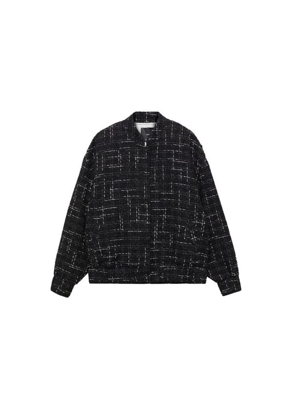 MANGO MANGO Преходно яке 'Dupla'  черно / мръсно бяло