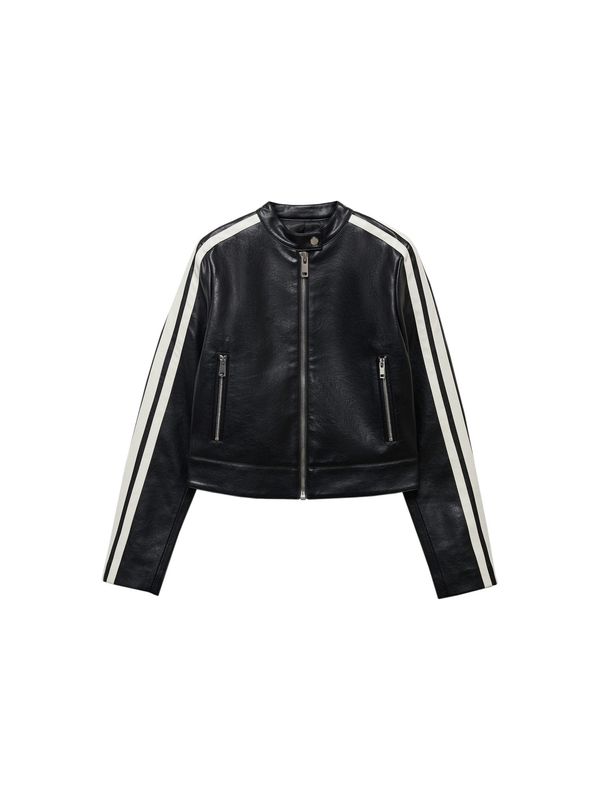 MANGO MANGO Преходно яке 'Good'  черно / бяло