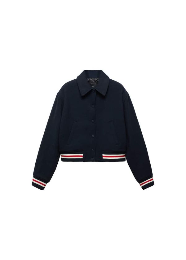 MANGO MANGO Преходно яке 'harvard'  нощно синьо / огнено червено / бяло