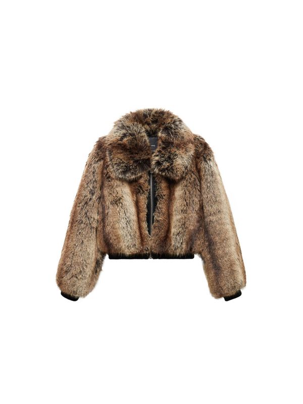 MANGO MANGO Преходно яке 'Miau'  бежово / кафяво / кафяв меланж / черно