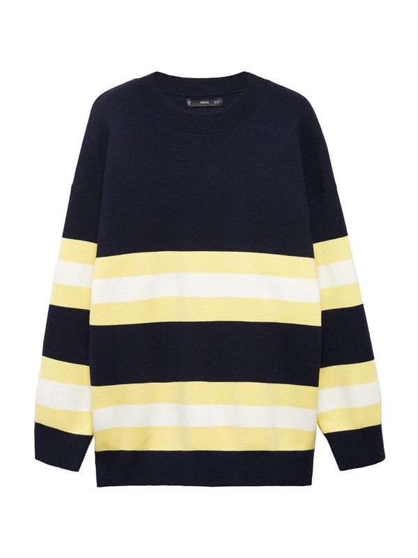 MANGO MANGO Пуловер 'ABRIL'  нейви синьо / жълто / бяло