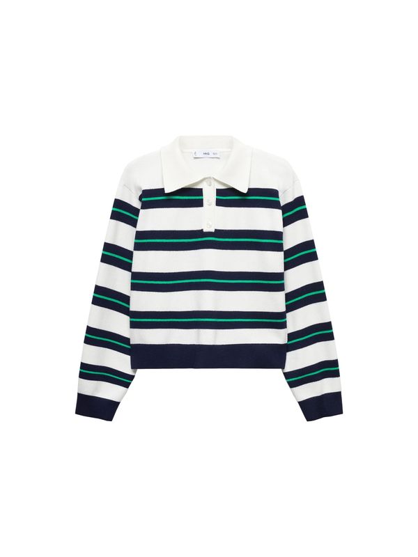 MANGO MANGO Пуловер 'CARLA'  нейви синьо / зелено / бяло