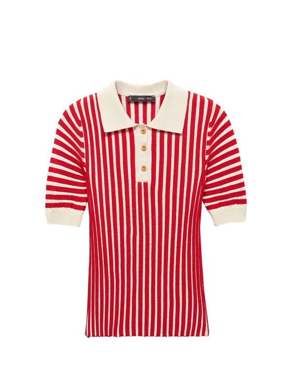 MANGO MANGO Пуловер 'Carmin'  огнено червено / бяло