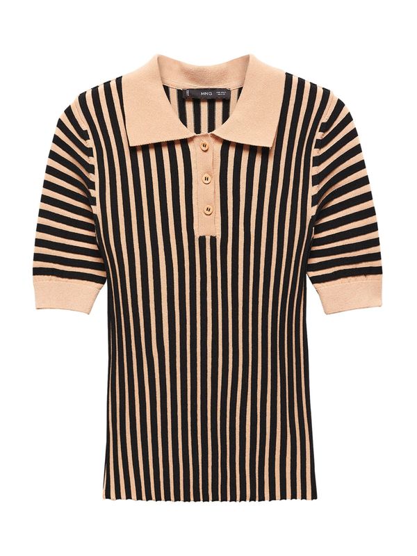 MANGO MANGO Пуловер 'CARMIN'  светлокафяво / черно