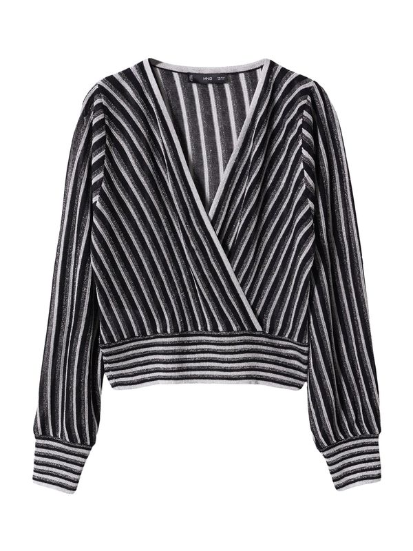 MANGO MANGO Пуловер  черно / сребърно / бяло