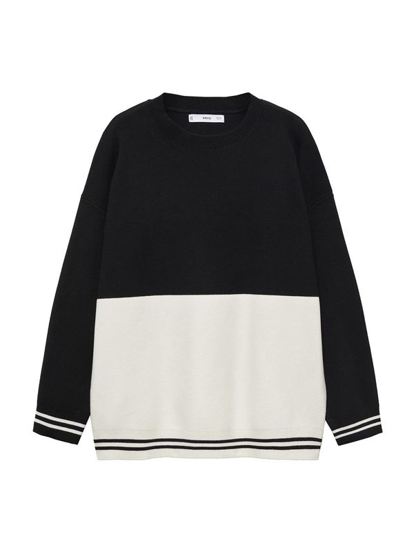 MANGO MANGO Пуловер 'CODI'  черно / бяло