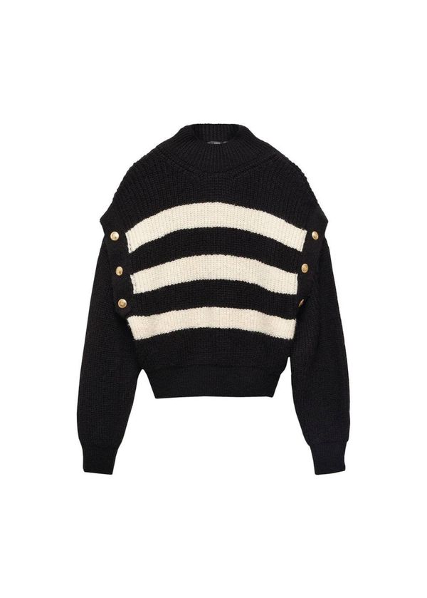 MANGO MANGO Пуловер 'Double'  кремаво / злато / черно