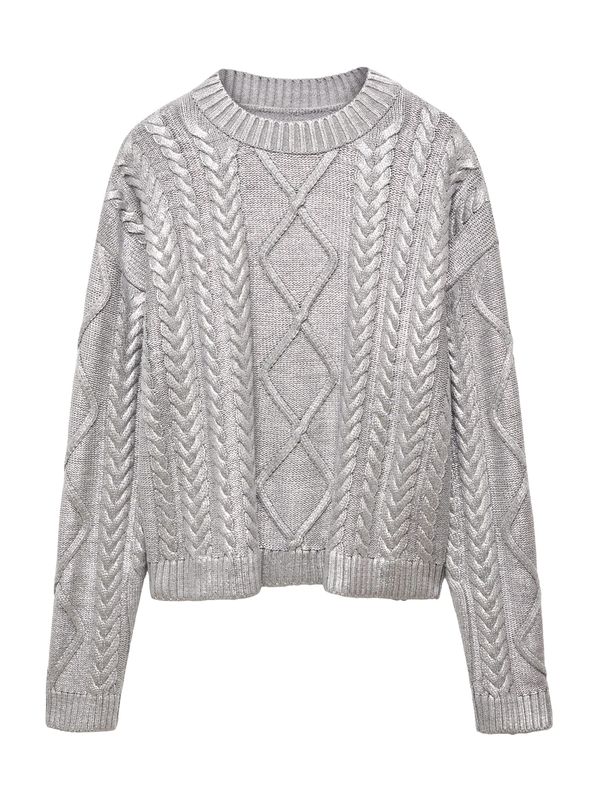 MANGO MANGO Пуловер 'Foil'  сребърно