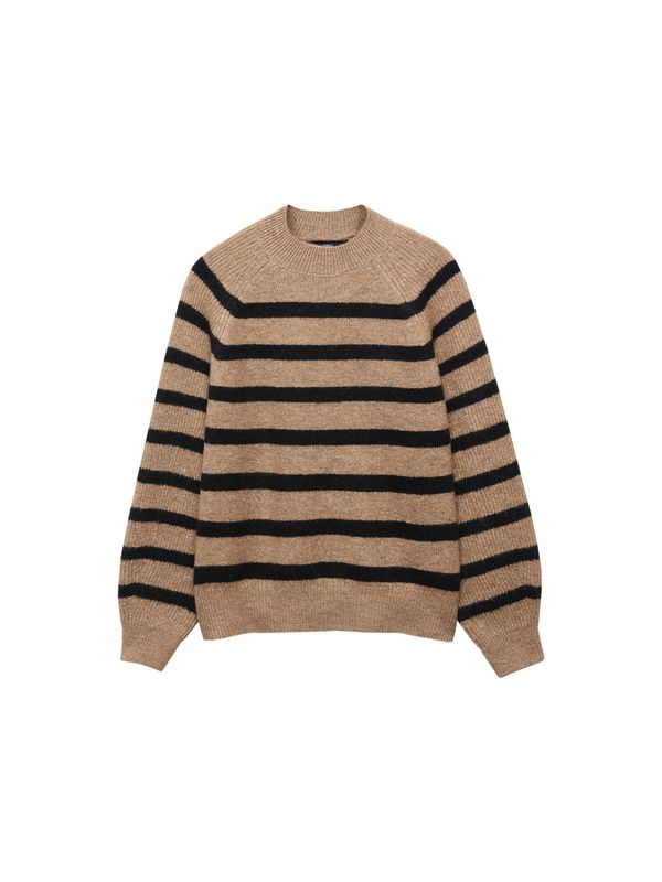 MANGO MANGO Пуловер 'HUMMUS'  кафяво / черно