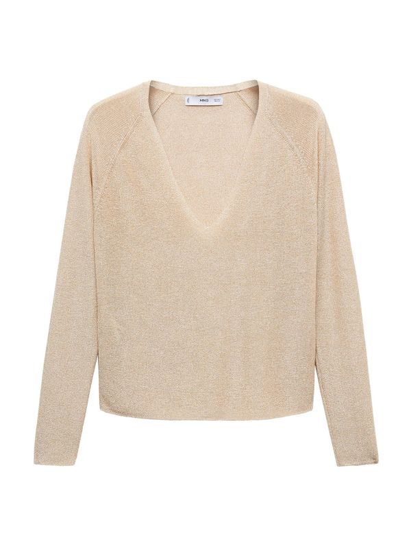 MANGO MANGO Пуловер 'Kling'  телесен цвят / злато