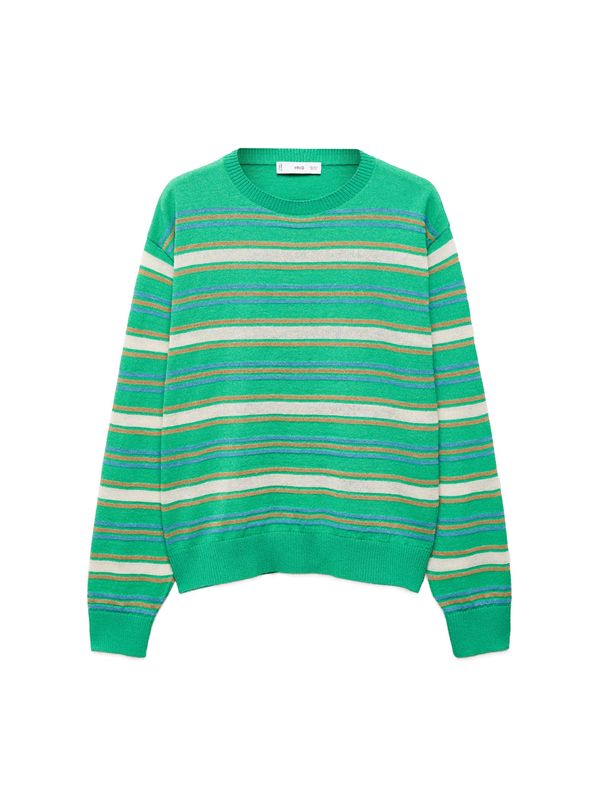 MANGO MANGO Пуловер 'Malbo'  нейви синьо / кафяво / нефритено зелено / бяло