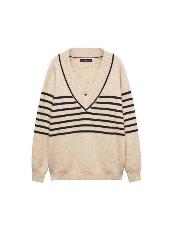 MANGO MANGO Пуловер 'MUMUV'  бежово меланж / черно