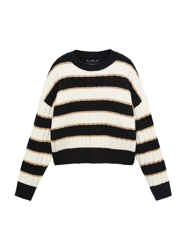 MANGO MANGO Пуловер 'PATRONUS'  цвят "пясък" / черно / бял памук