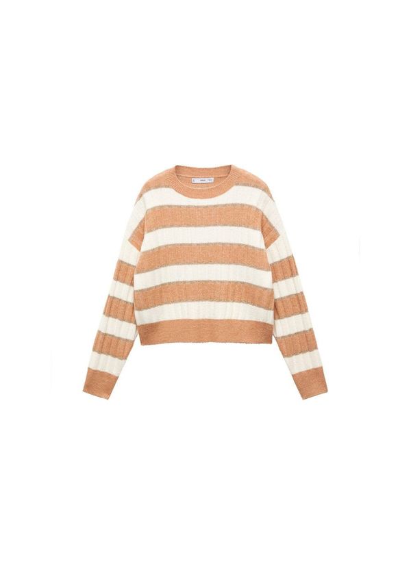 MANGO MANGO Пуловер 'patronus'  светлокафяво / бяло