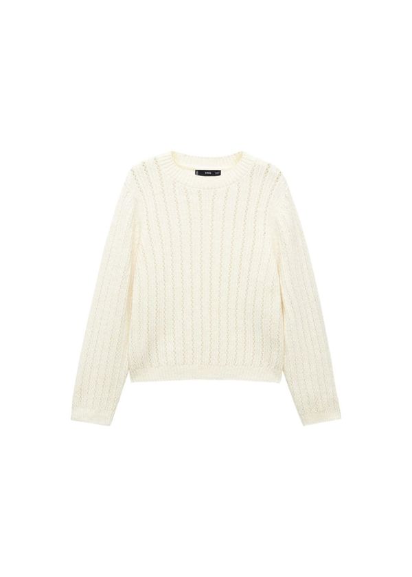 MANGO MANGO Пуловер 'Piqueton'  бял памук