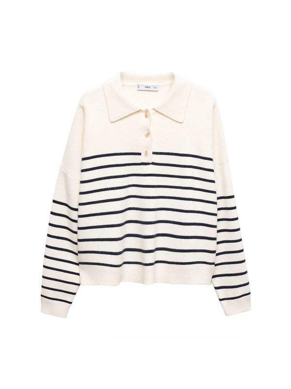 MANGO MANGO Пуловер 'RICCIOVE'  нейви синьо / естествено бяло